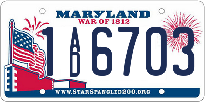 MD license plate 1AD6703