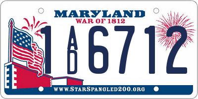 MD license plate 1AD6712