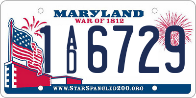 MD license plate 1AD6729