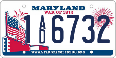 MD license plate 1AD6732