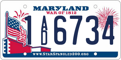 MD license plate 1AD6734