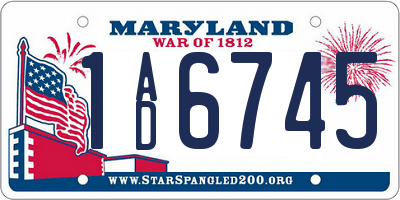 MD license plate 1AD6745