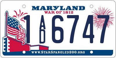 MD license plate 1AD6747