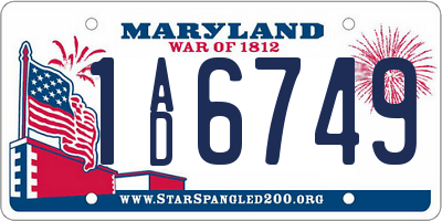 MD license plate 1AD6749