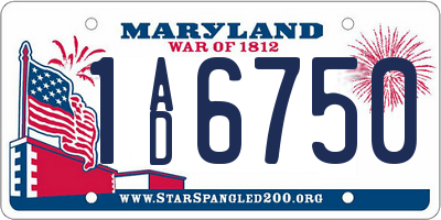 MD license plate 1AD6750