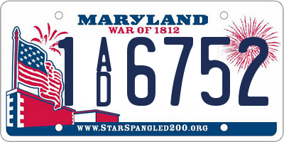 MD license plate 1AD6752