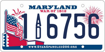 MD license plate 1AD6756