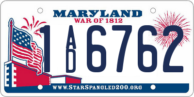 MD license plate 1AD6762