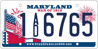 MD license plate 1AD6765