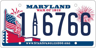 MD license plate 1AD6766