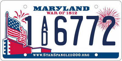 MD license plate 1AD6772