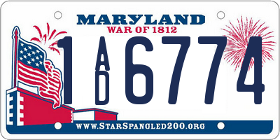 MD license plate 1AD6774