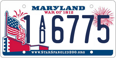 MD license plate 1AD6775