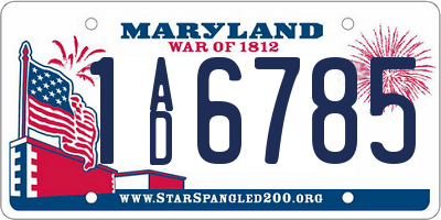 MD license plate 1AD6785