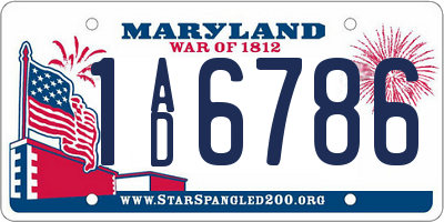 MD license plate 1AD6786