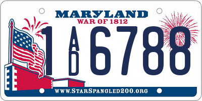 MD license plate 1AD6788
