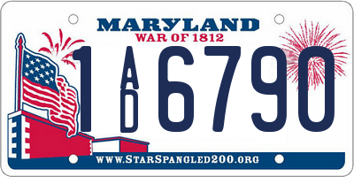 MD license plate 1AD6790