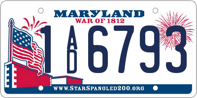MD license plate 1AD6793