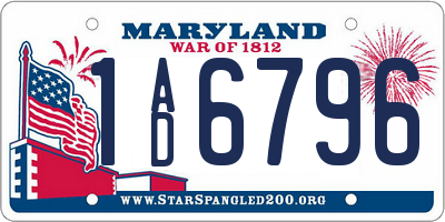 MD license plate 1AD6796