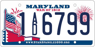MD license plate 1AD6799