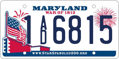 MD license plate 1AD6815