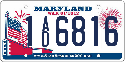 MD license plate 1AD6816