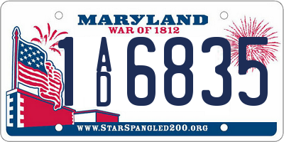 MD license plate 1AD6835