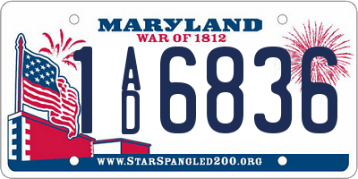 MD license plate 1AD6836