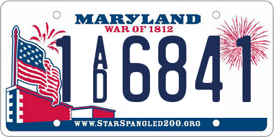 MD license plate 1AD6841