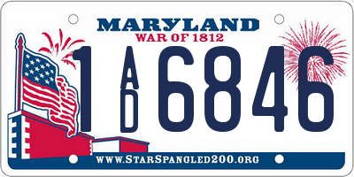 MD license plate 1AD6846