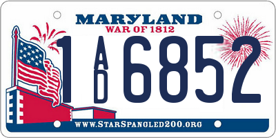 MD license plate 1AD6852