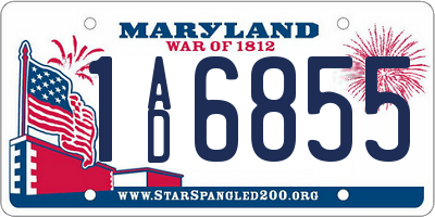 MD license plate 1AD6855