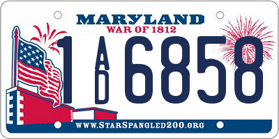 MD license plate 1AD6858