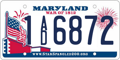 MD license plate 1AD6872