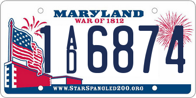 MD license plate 1AD6874