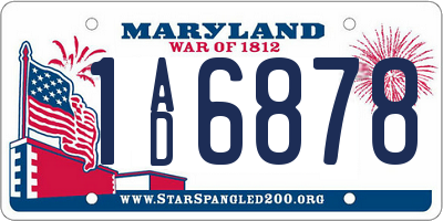 MD license plate 1AD6878