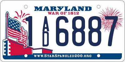 MD license plate 1AD6887