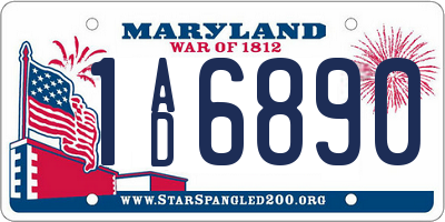 MD license plate 1AD6890