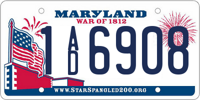 MD license plate 1AD6908