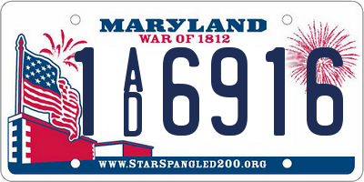 MD license plate 1AD6916