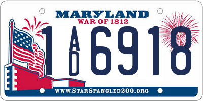 MD license plate 1AD6918
