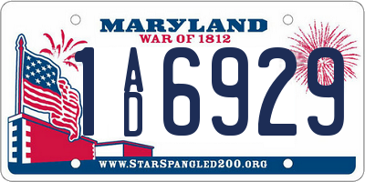MD license plate 1AD6929