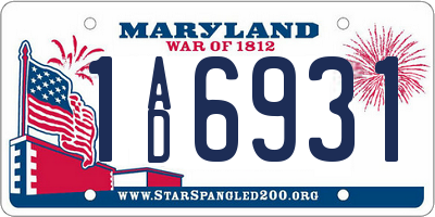 MD license plate 1AD6931