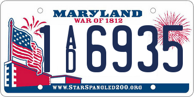 MD license plate 1AD6935