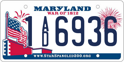 MD license plate 1AD6936