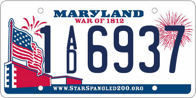 MD license plate 1AD6937