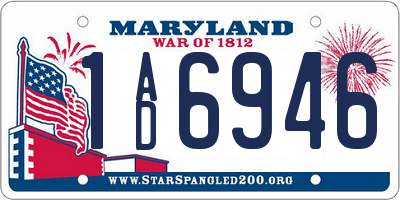 MD license plate 1AD6946