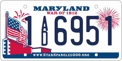 MD license plate 1AD6951