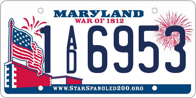 MD license plate 1AD6953