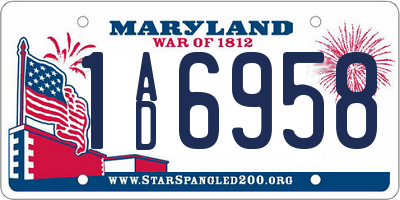 MD license plate 1AD6958
